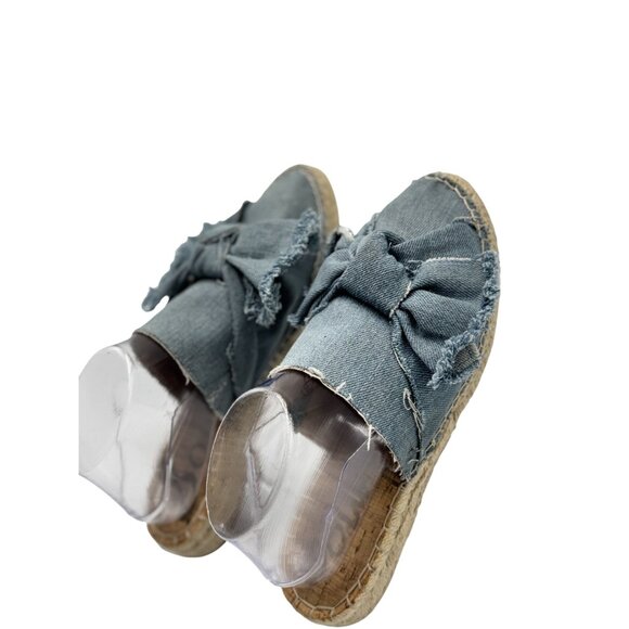 Sam Edelman Womens Sandals Size 7.5M Denim Espadrille With Bow Detail & Frayed E - Picture 4 of 11